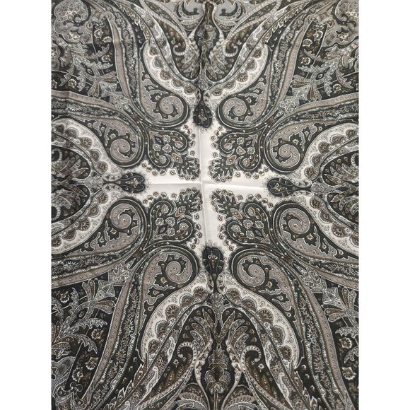 Paisley Print Square Scarf Black/Brown 27x27 Western Wild Rag - Picture 5 of 13